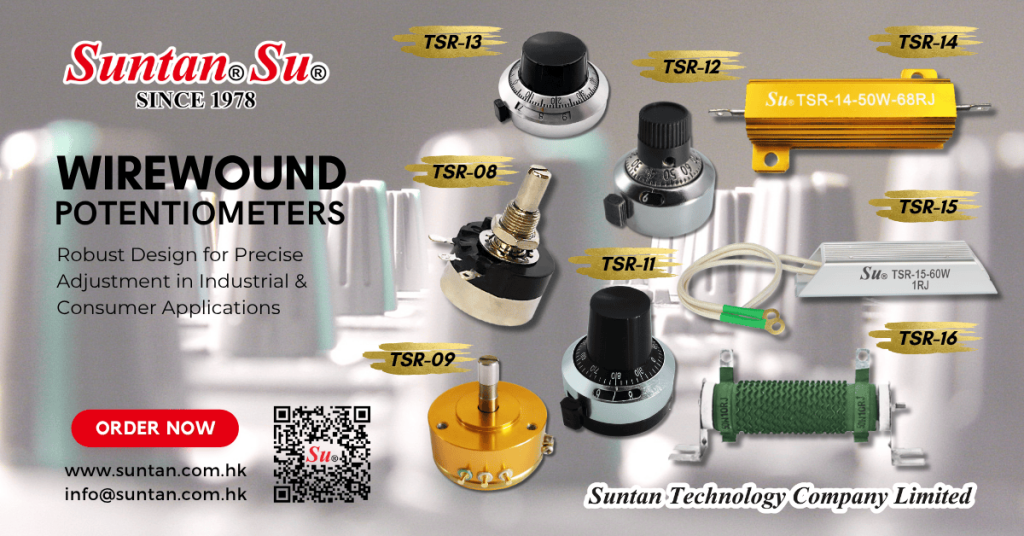 Suntan TSR Series, Wirewound Potentiometer, Precision Adjustment, Durable Design, Industrial and Consumer Applications
